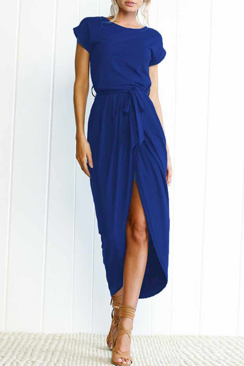 lässiges Rundhals unregelmäßiges Kleid
