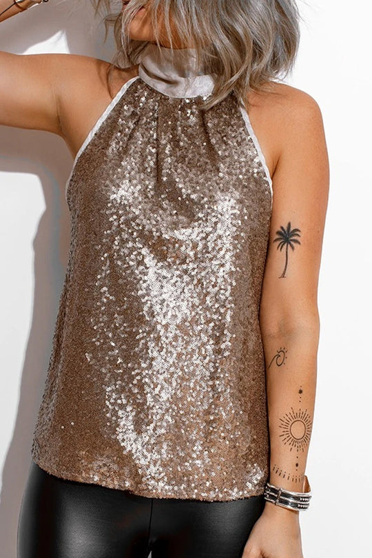 Heidi-Mode | Sexy Einfarbige Pailletten Frenulum Tops