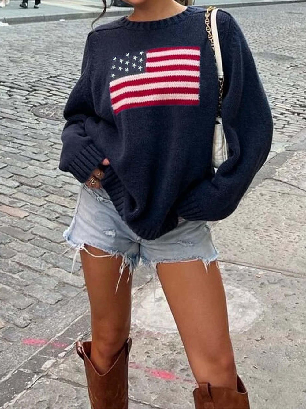 Heidi-Mode | Usa Flaggen Jacquard Pullover Pullover