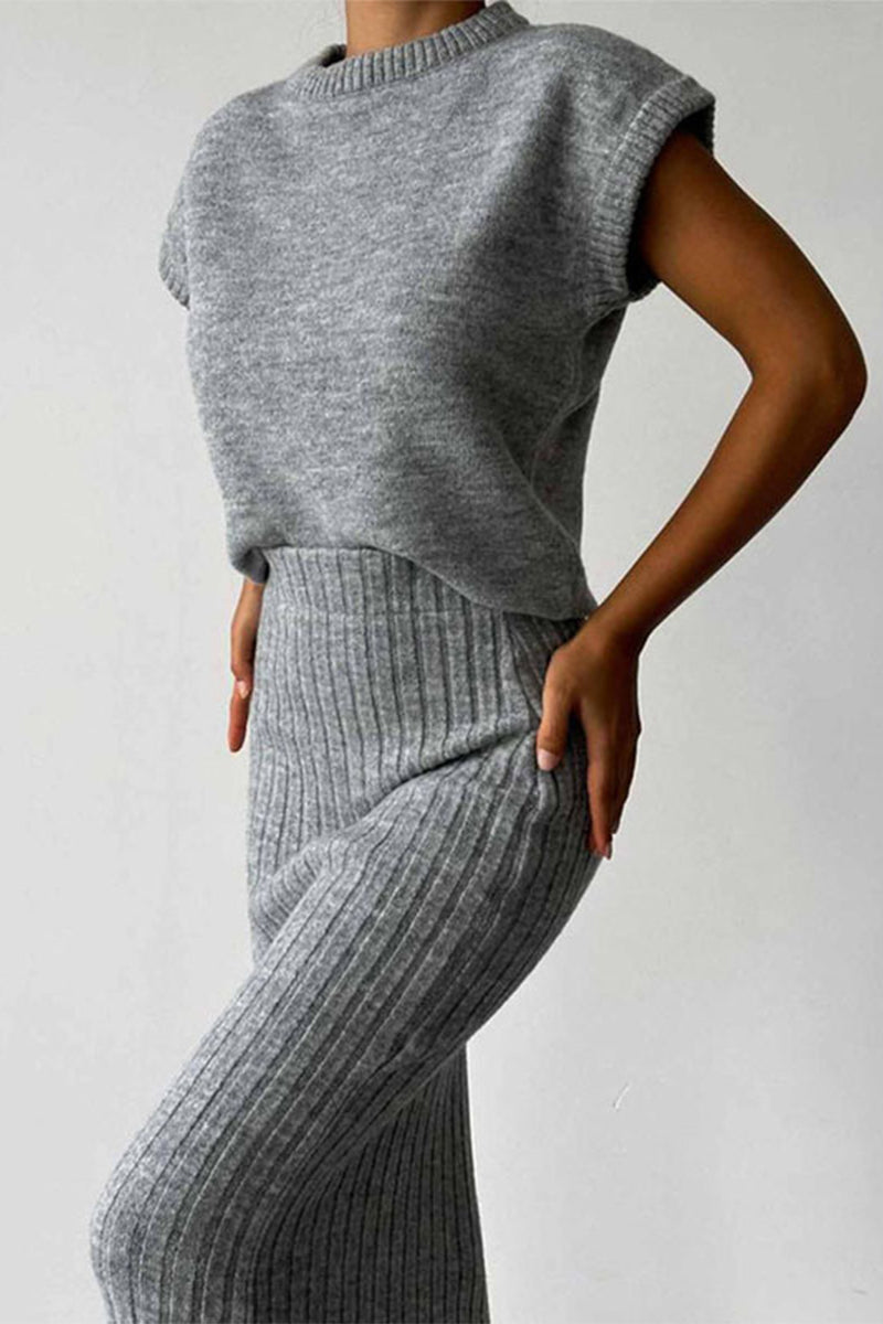 Heidi-Mode | Elegante Einfarbige Patchwork Halbe A Rollkragen Ärmellos Zwei Teile