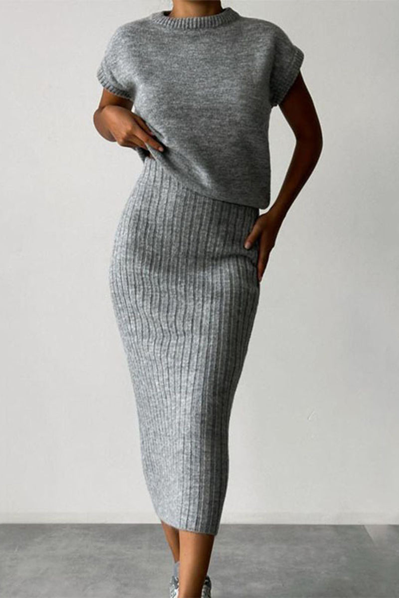 Heidi-Mode | Elegante Einfarbige Patchwork Halbe A Rollkragen Ärmellos Zwei Teile
