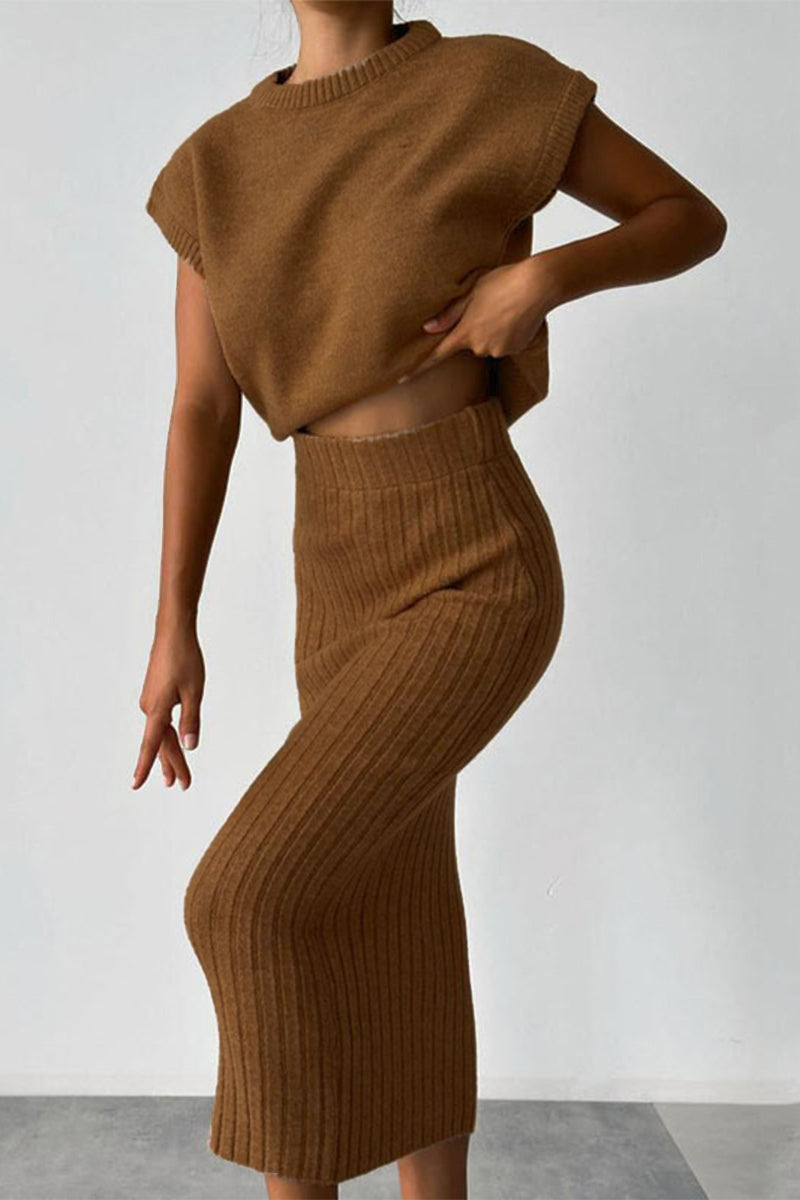 Heidi-Mode | Elegante Einfarbige Patchwork Halbe A Rollkragen Ärmellos Zwei Teile
