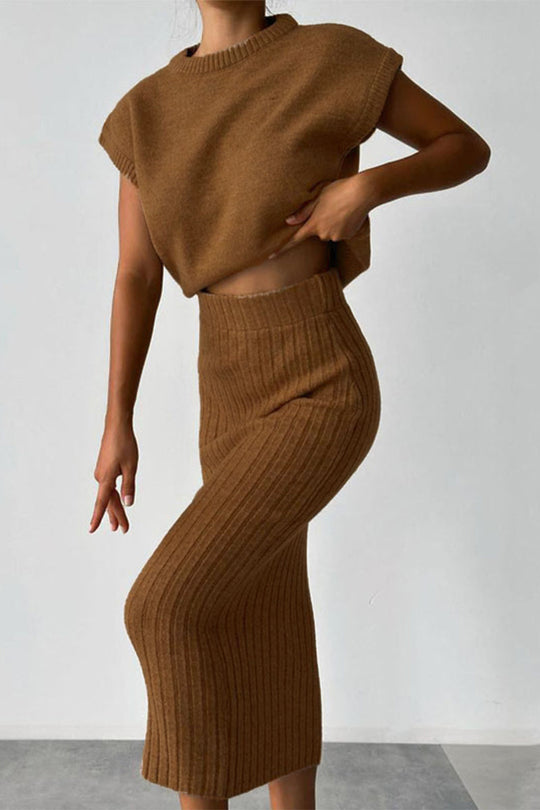 Heidi-Mode | Elegante Einfarbige Patchwork Halbe A Rollkragen Ärmellos Zwei Teile