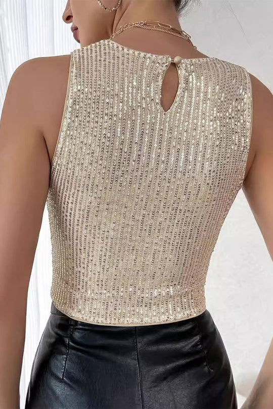 Heidi-Mode | Sexy Solid Pailletten Paillettenshirts O-Ausschnitt - 3 Farben