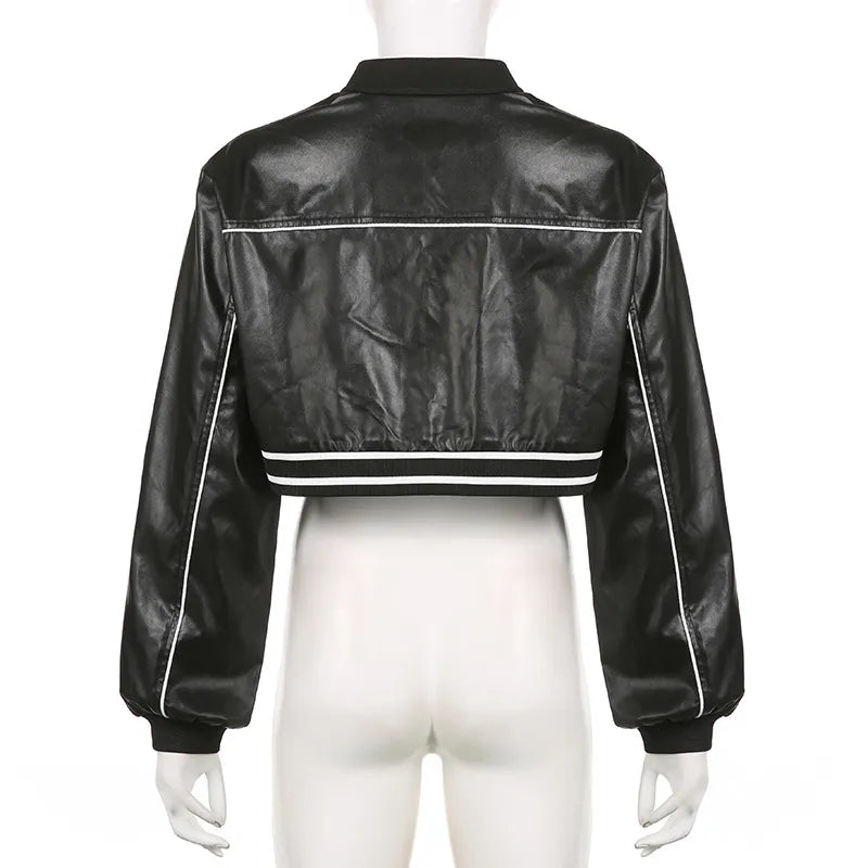Kunstlederjacke mit Grafikdruck für Damen