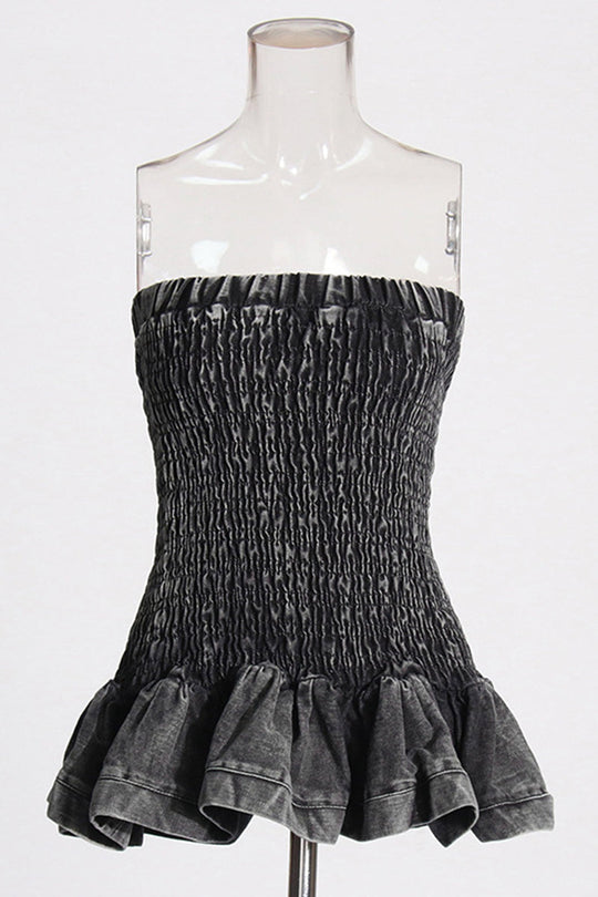 Heidi-Mode | Sexy Casual Einfarbig Rückenfrei Strapless Ärmellos Skinny Denim Tops