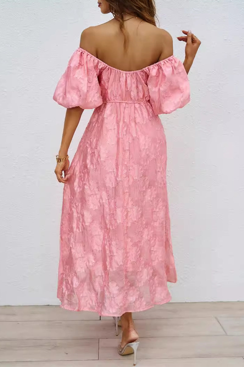 Heidi-Mode | Tägliches Gerafftes Off-Shoulder Ballkleid mit Kurzen Ärmeln - 3 Farben