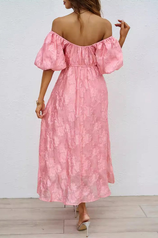 Heidi-Mode | Tägliches Gerafftes Off-Shoulder Ballkleid mit Kurzen Ärmeln - 3 Farben