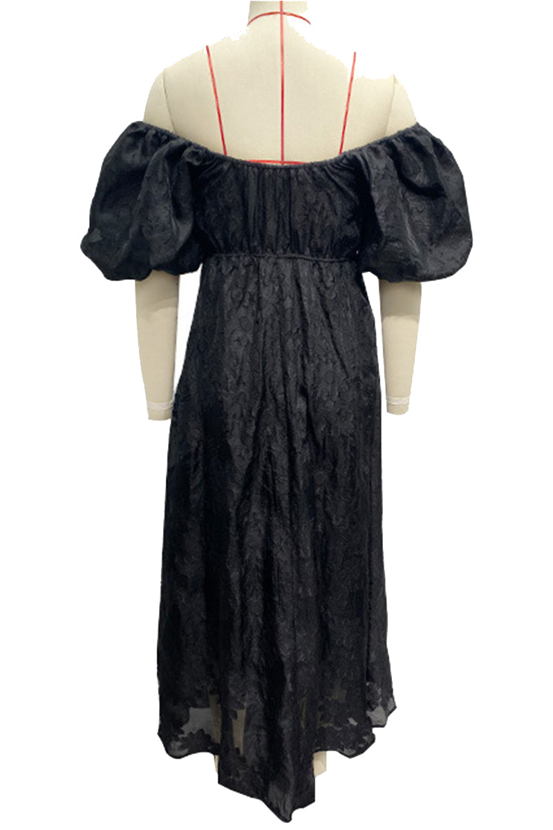 Heidi-Mode | Tägliches Gerafftes Off-Shoulder Ballkleid mit Kurzen Ärmeln - 3 Farben