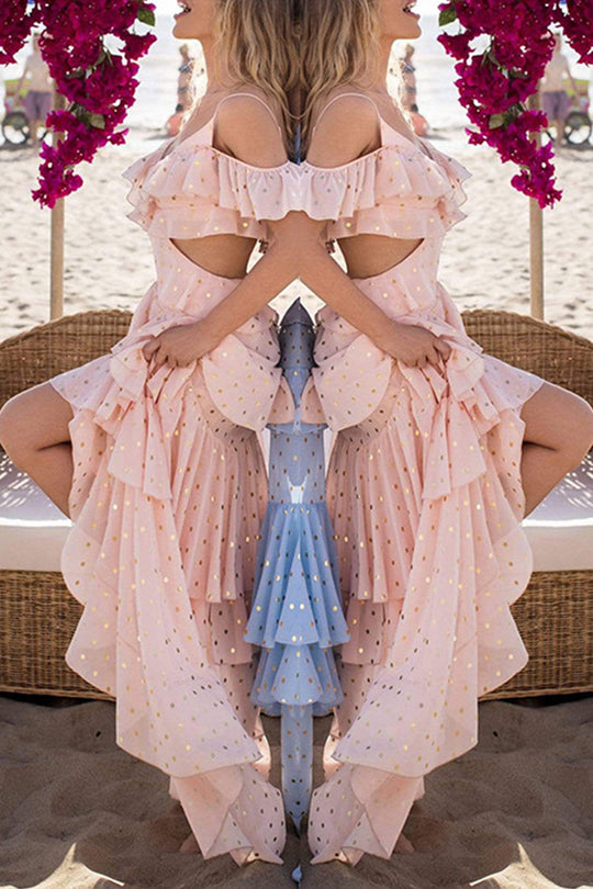 Heidi-Mode | Sexy Urlaub Einfarbige Pailletten Rüschenshirt V-Ausschnitt Strandkleider - 4 Farben