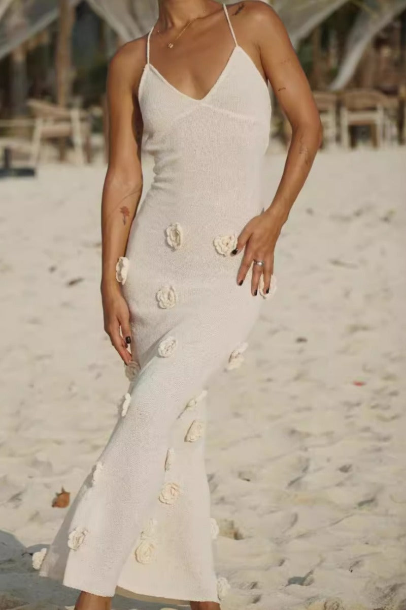 Heidi-Mode | Sexy Flowers Schnürung Rückenfrei Spaghetti-Träger Strandkleider - 3 Farben