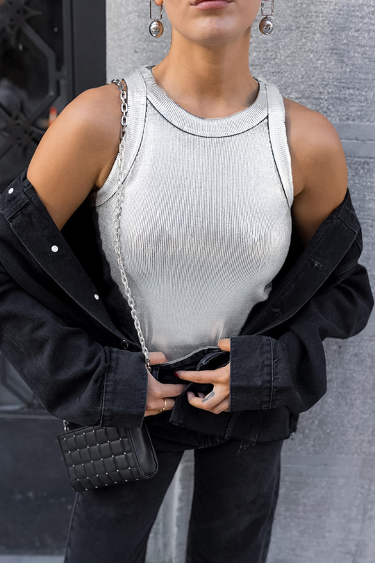 Heidi-Mode | Lässige tägliche Patchwork geraffte reflektierende Rundhals-Tops