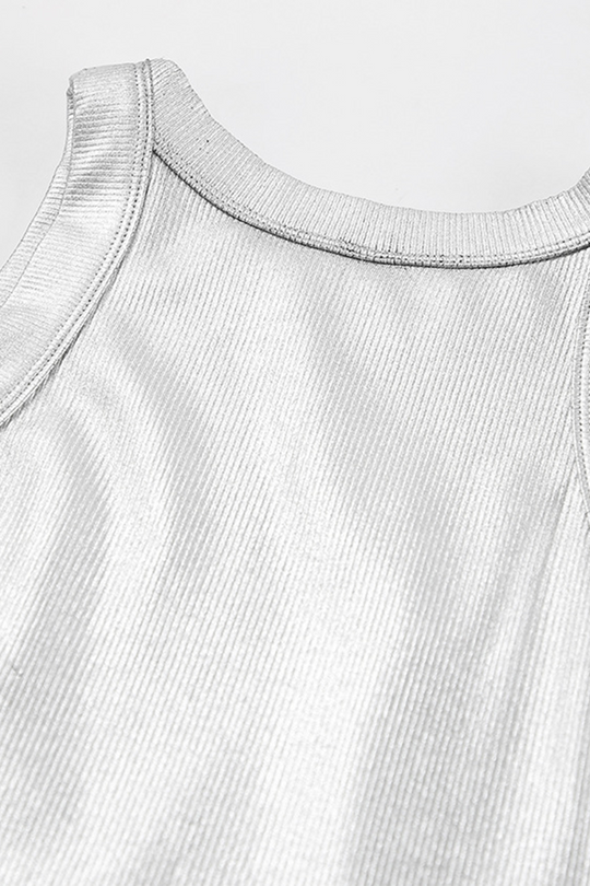 Heidi-Mode | Lässige tägliche Patchwork geraffte reflektierende Rundhals-Tops
