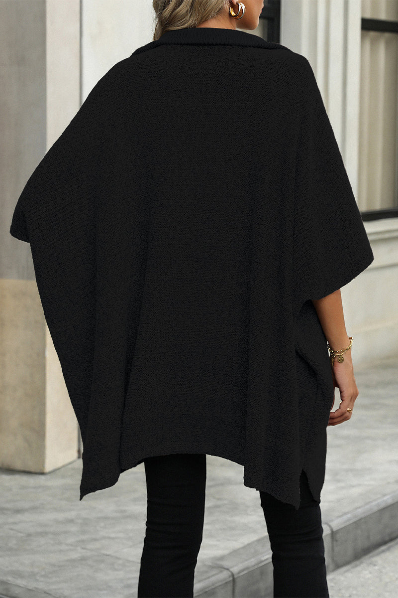 Heidi-Mode | Lässiger einfarbiger Reißverschluss-Turndown-Kragen Pullover - 4 Farben