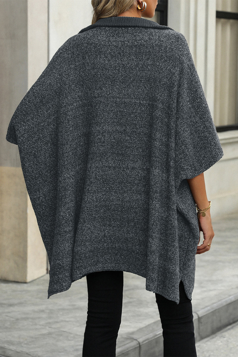 Heidi-Mode | Lässiger einfarbiger Reißverschluss-Turndown-Kragen Pullover - 4 Farben