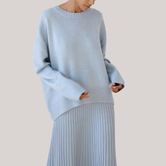 Eleganter Pullover mit geripptem Saum und Manschettendetail