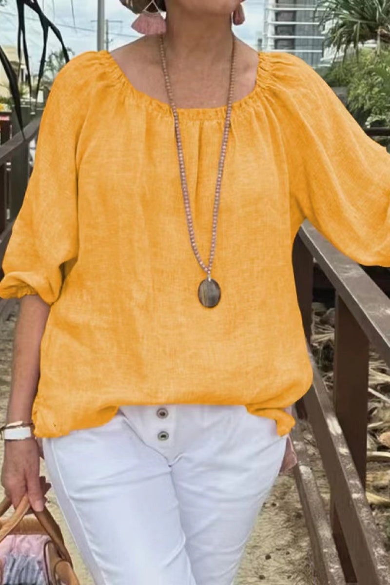 Heidi-Mode | Lässige Einfarbige Basic O-Ausschnitt Tops- 9 Farben