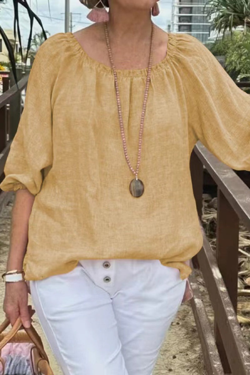 Heidi-Mode | Lässige Einfarbige Basic O-Ausschnitt Tops- 9 Farben