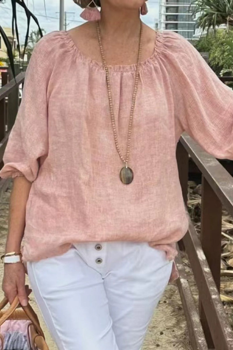 Heidi-Mode | Lässige Einfarbige Basic O-Ausschnitt Tops- 9 Farben