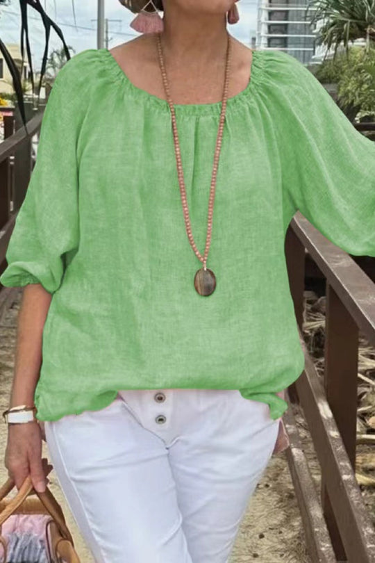 Heidi-Mode | Lässige Einfarbige Basic O-Ausschnitt Tops- 9 Farben