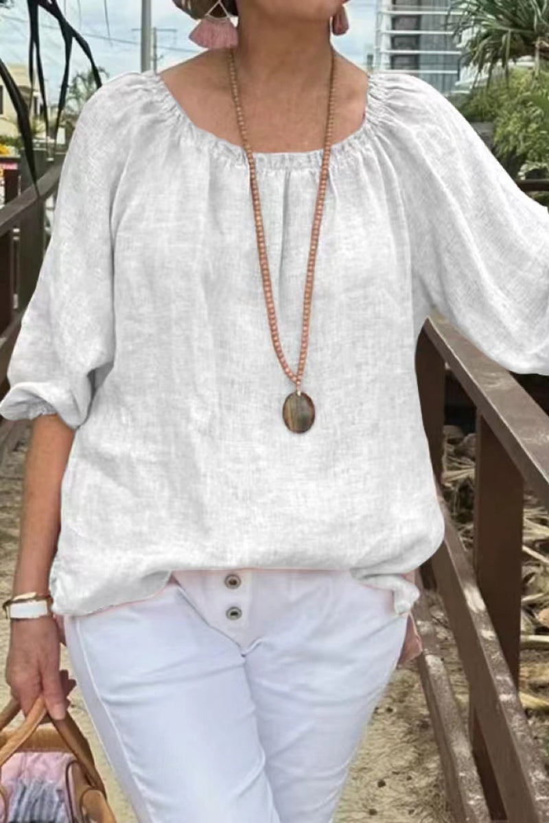 Heidi-Mode | Lässige Einfarbige Basic O-Ausschnitt Tops- 9 Farben
