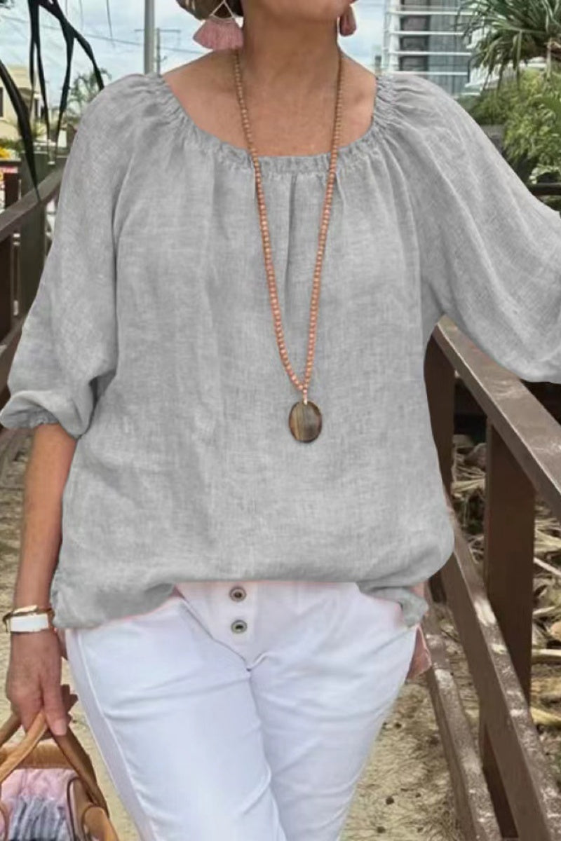 Heidi-Mode | Lässige Einfarbige Basic O-Ausschnitt Tops- 9 Farben