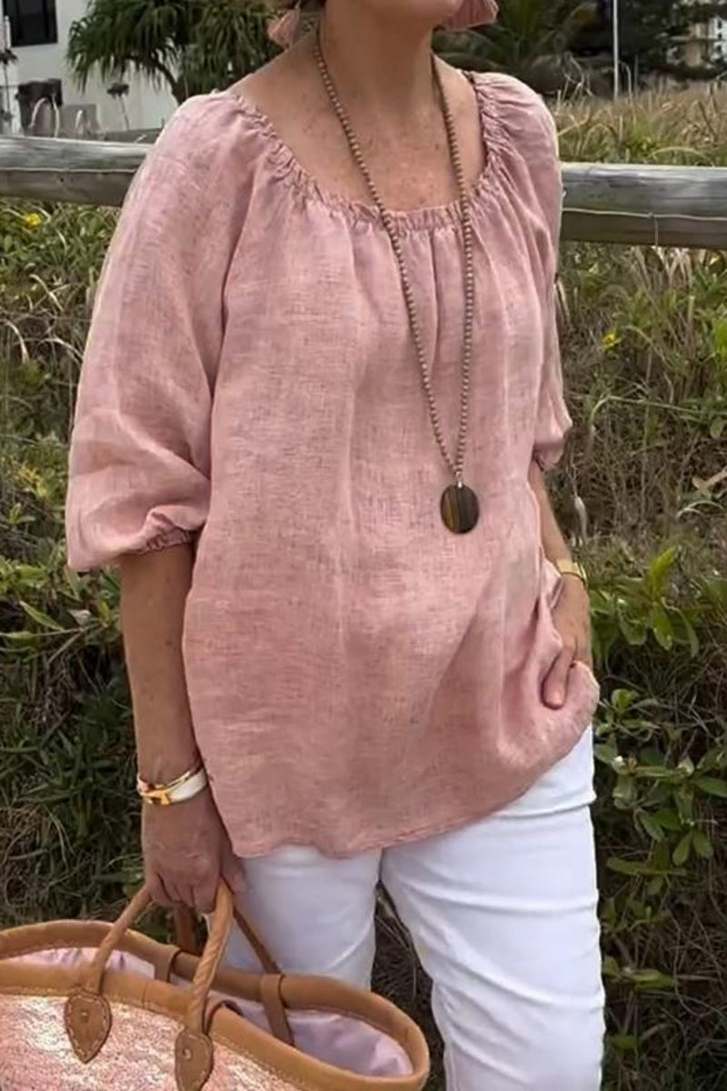 Heidi-Mode | Lässige Einfarbige Basic O-Ausschnitt Tops- 9 Farben