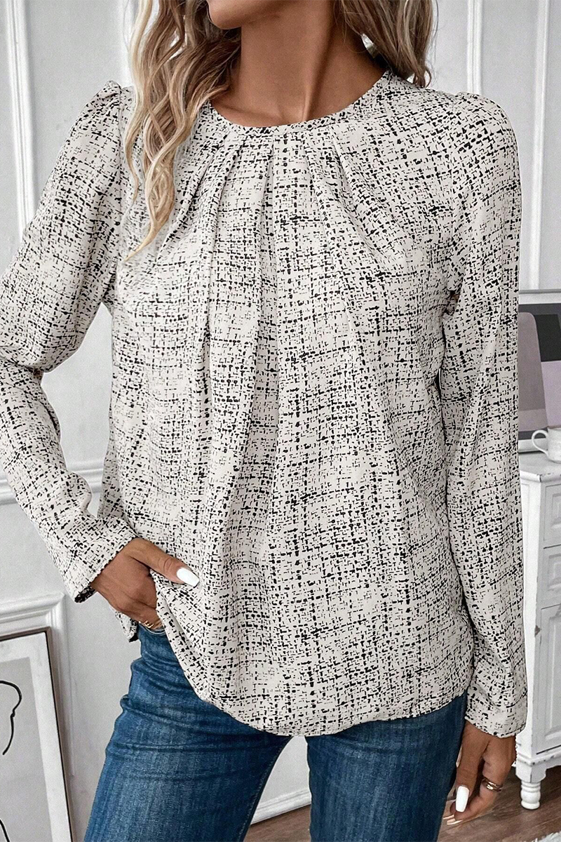 Heidi-Mode | Lässige Street Karo Rüsche O Hals Tops