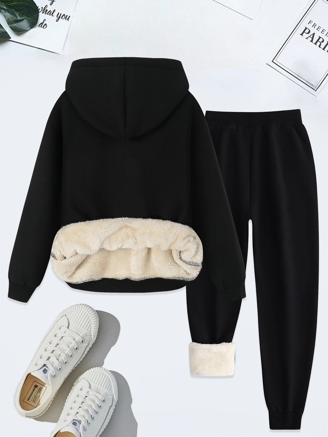 Heidi-Mode | Warmer Hoodie Und Kordelzughose Trainingsanzug Mit 'New York' Druck Für Damen
