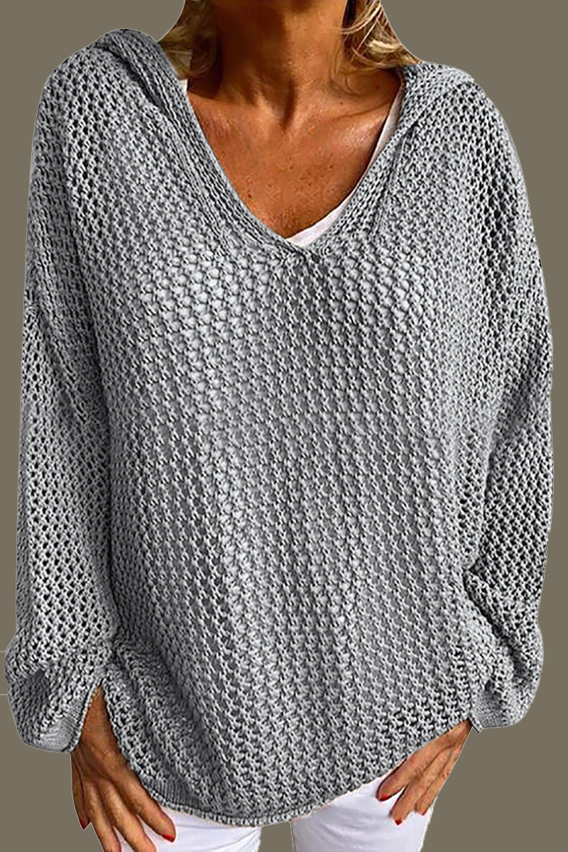 Heidi-Mode | Lässige tägliche unifarbene ausgehöhlte Kapuzenpullover - 6 Farben