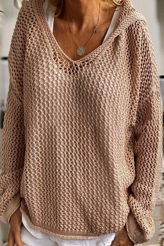 Heidi-Mode | Lässige tägliche unifarbene ausgehöhlte Kapuzenpullover - 6 Farben