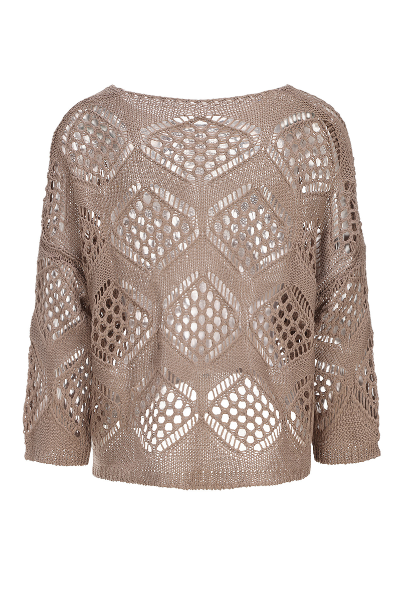 Heidi-Mode | Lässiger Street Solide Farbe Hollow Out Weben V Hals Pullover