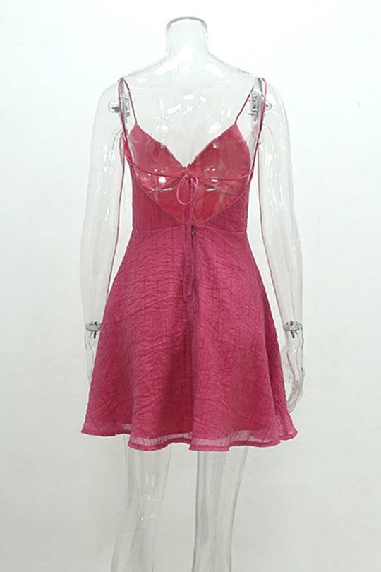 Heidi-Mode | Sexy Casual Einfarbige Blumen Rückenfreies V Neck Trägerkleid