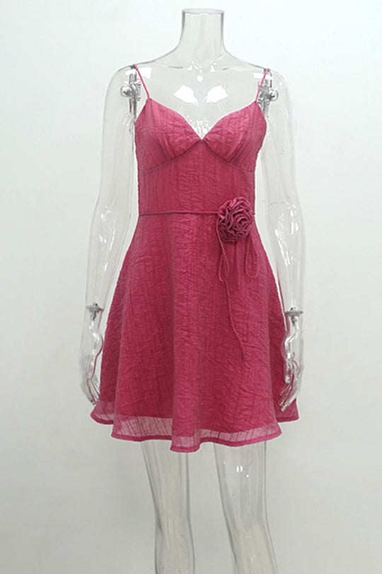 Heidi-Mode | Sexy Casual Einfarbige Blumen Rückenfreies V Neck Trägerkleid