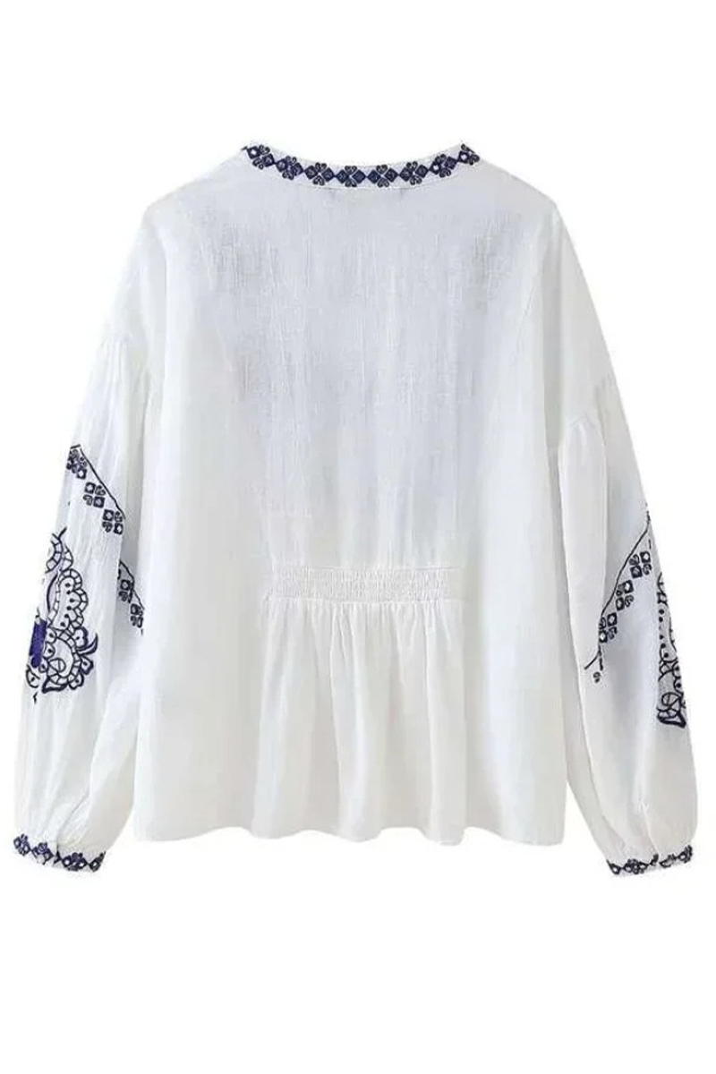 Heidi-Mode | Legere Blumenmuster Bestickte V-Ausschnitt Tops
