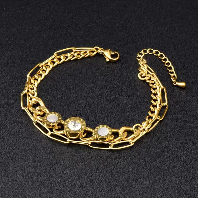 Heidi-Mode | Multi-Lagen Pendel Gold Armbanduhr