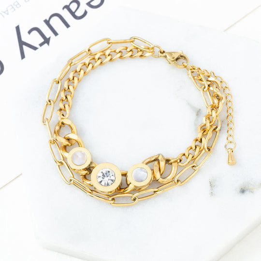 Heidi-Mode | Multi-Lagen Pendel Gold Armbanduhr