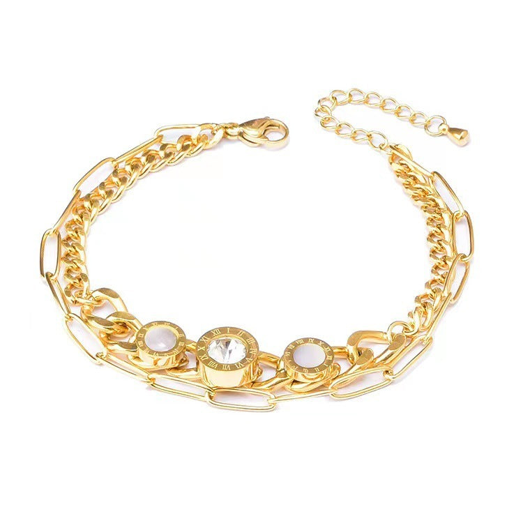 Heidi-Mode | Multi-Lagen Pendel Gold Armbanduhr