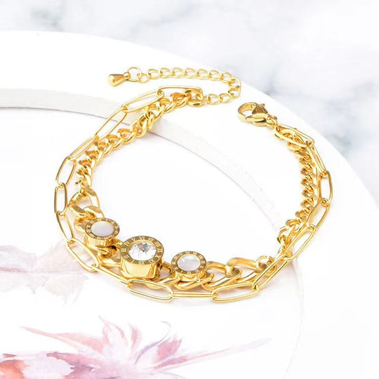 Heidi-Mode | Multi-Lagen Pendel Gold Armbanduhr
