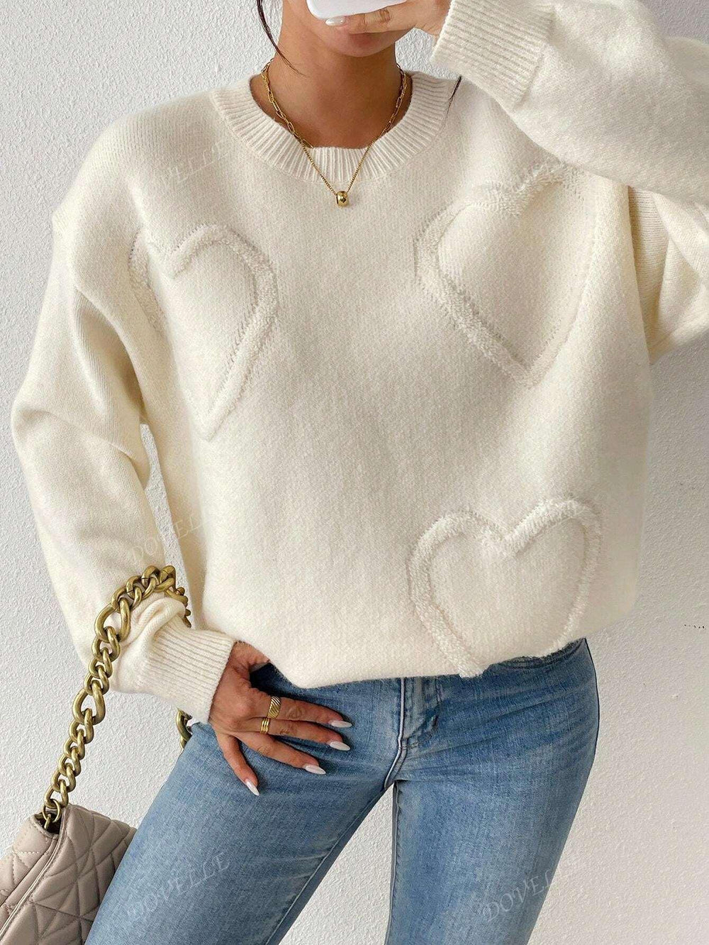 Heidi-Mode | Pullover mit Herzstickerei für Damen
