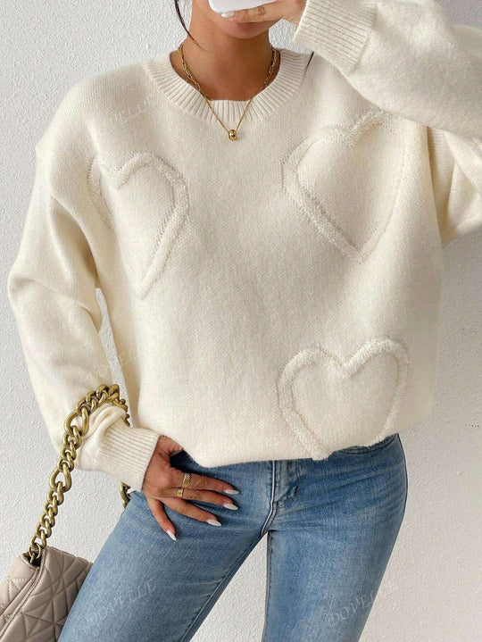 Heidi-Mode | Pullover mit Herzstickerei für Damen