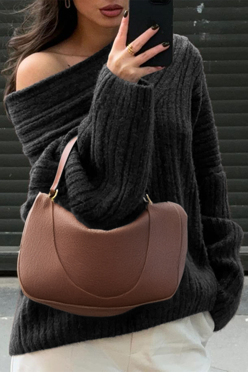 Heidi-Mode | Lässige Street Potholes Off Shoulder Pullover - 5 Farben