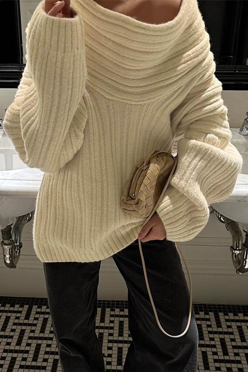 Heidi-Mode | Lässige Street Potholes Off Shoulder Pullover - 5 Farben