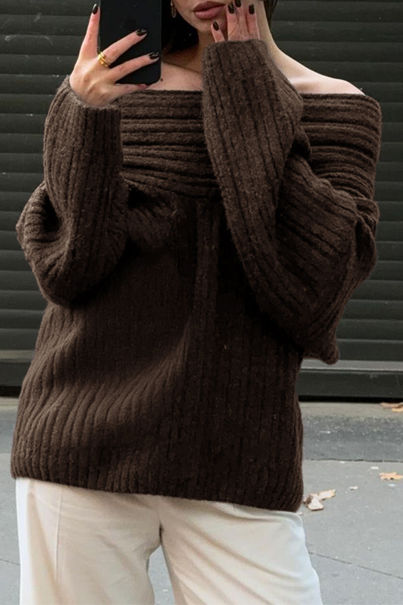 Heidi-Mode | Lässige Street Potholes Off Shoulder Pullover - 5 Farben