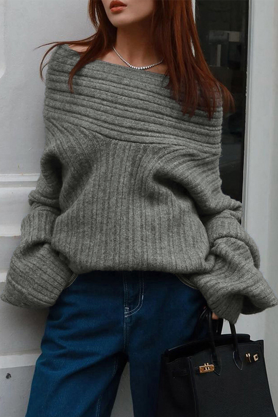 Heidi-Mode | Lässige Street Potholes Off Shoulder Pullover - 5 Farben