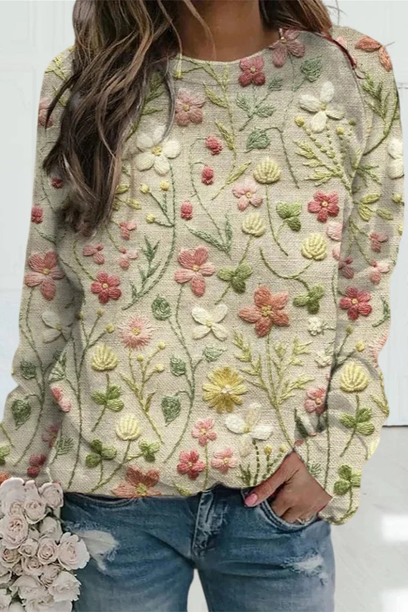 Heidi-Mode | Lässige Druckstreifen Kontrast O Hals Tops - 5 Farben