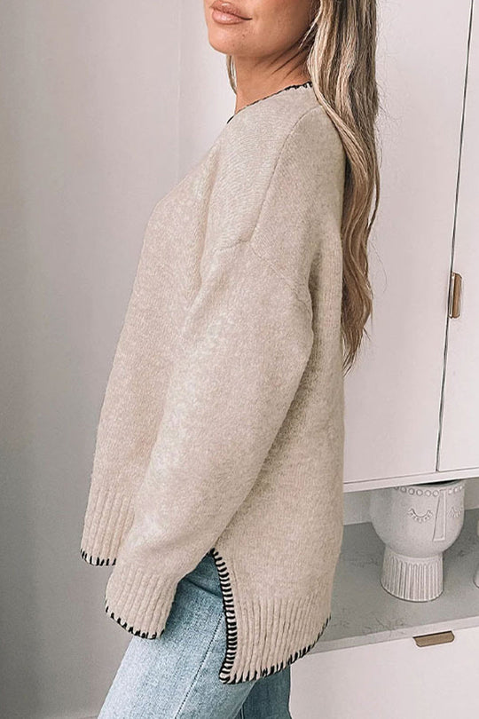 Heidi-Mode | Lässiger täglicher Patchwork-Kontrast O-Ausschnitt Pullover - 3 Farben