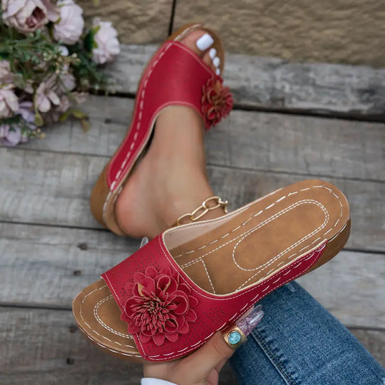 Heidi-Mode | Weiße Flip-Flops Elegante Sandalen mit Blumenmotiv, Komfortabel und Leicht