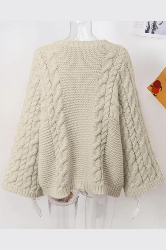 Heidi-Mode | Lässiger einfarbiger Gewebe O-Hals Pullover - 3 Farben
