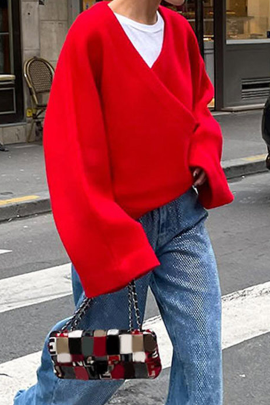 Heidi-Mode | Lässige Street Einfarbige V-Ausschnitt Outerwear